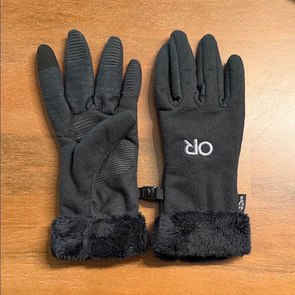 Black Fleece Lined Gloves with OR Logo